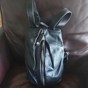 Black Leather Men's Backpack